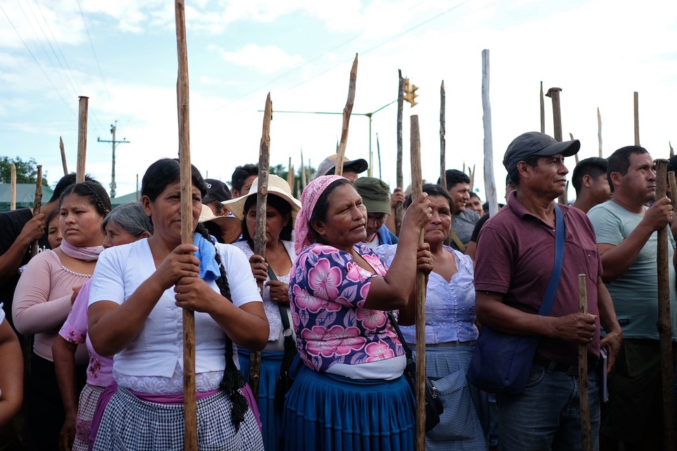 OS Apoiadores de Morales Protegem O Acampamento -Foto: Manuel Seoane/Bloomberg