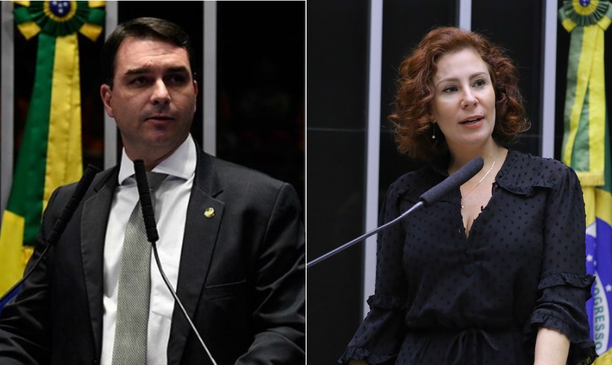 O senador Flávio Bolsonaro (PL-RJ) e a deputada Carla Zambelli (PL-SP)