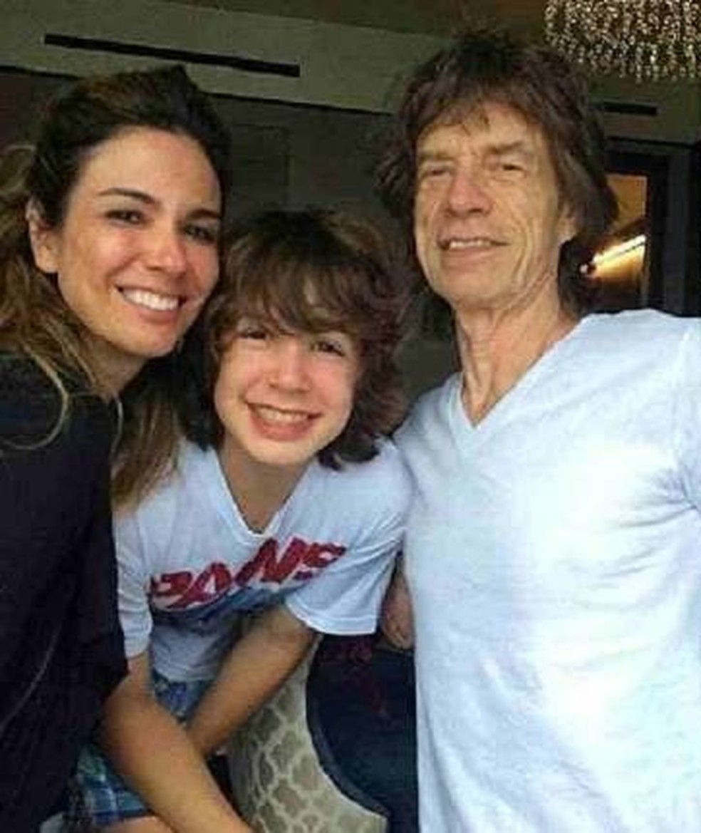 Luciana Gimenez, Lucas Jagger e Mick Jagger — Foto: Reprodução