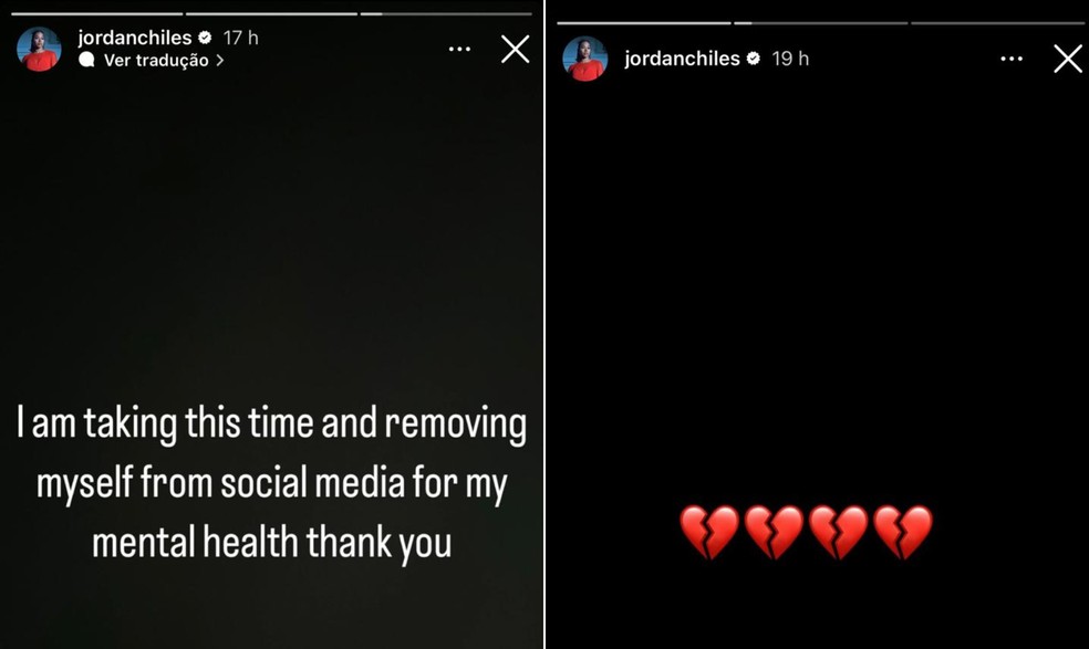 Jordan Chiles diz que vai cuidar da saúde mental — Foto: Reprodução / redes sociais