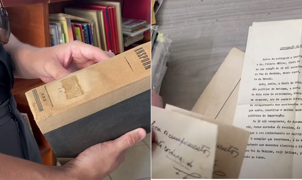 'Booktuber' Evezel mostra ida a sebo e livros raros — Foto: Reprodução/YouTube