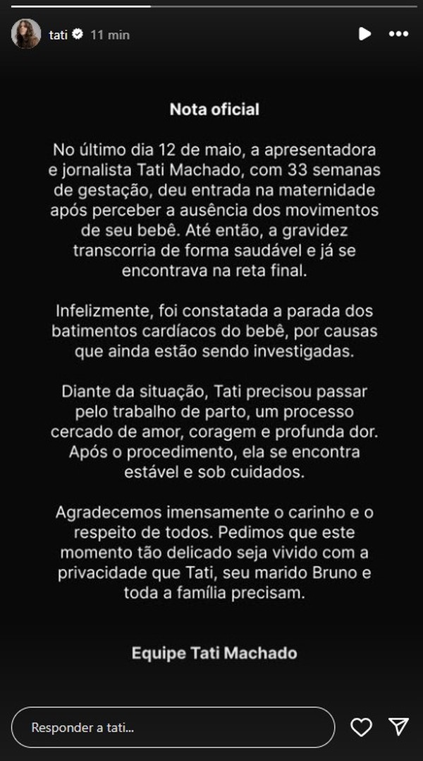 Tati Machado perde bebê com 33 semanas de gestação; entenda o que ...