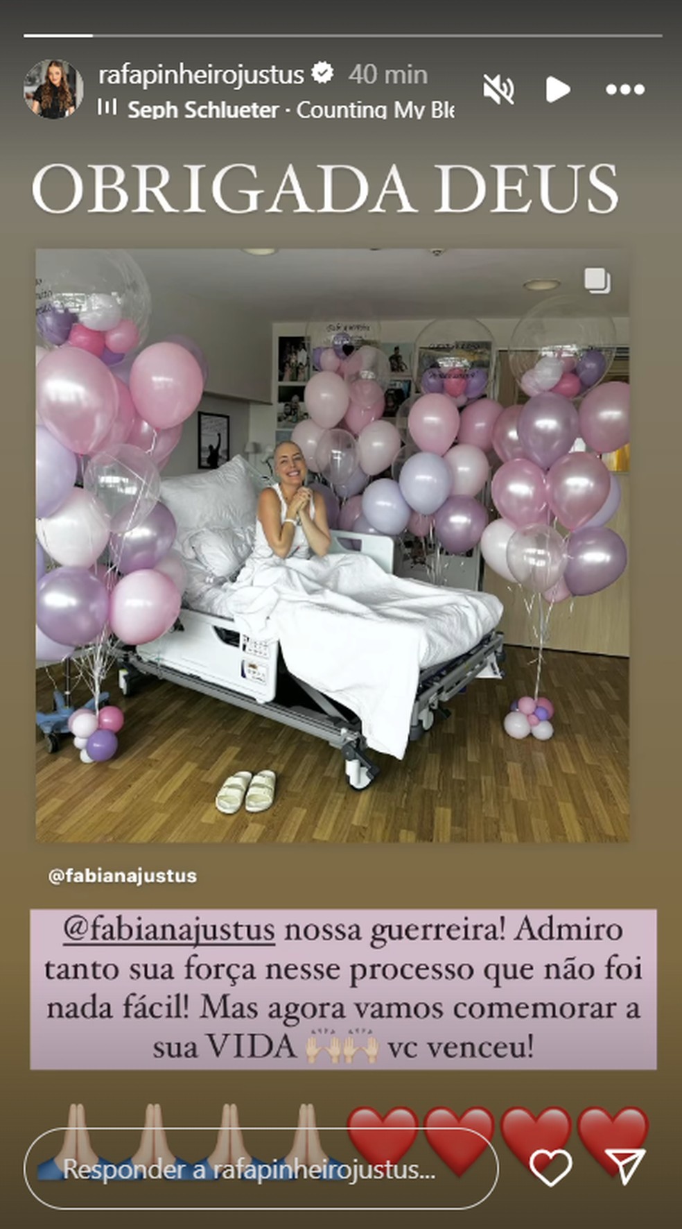 Rafaella Justus celebra sucesso de cirurgia de transplante da irmã Fabiana Justus — Foto: Reprodução/Instagram