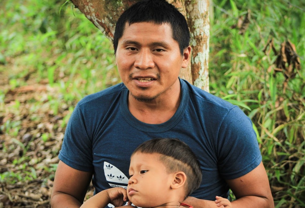 O korubo Takvan durante entrevista ao GLOBO, na Casa de Apoio ao Indígena em Tabatinga — Foto: Damë Bëtxum Matis
