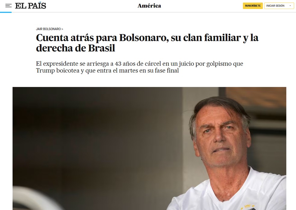 O jornal argentino repercutiu o início do julgamento de Bolsonaro — Foto: Reprodução