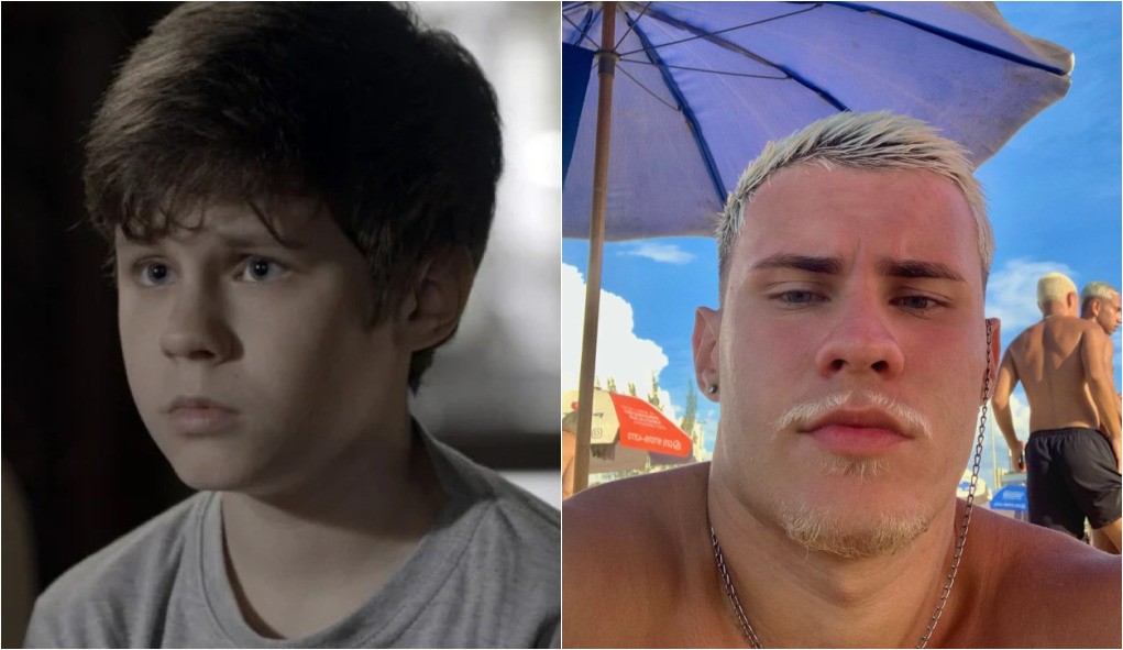 Kadu Schons fez o Alex em 'Além do tempo'. Depois, ele esteve em 'Apocalipse', na Record. Atualmente, ele é tiktoker e virou notícia nos últimos anos ao dormir no Rock in Rio para esperar o show do Justin Bieber   — Foto: Reprodução/Globo e TikTok