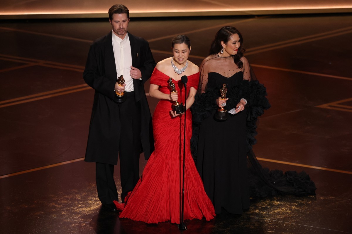 A animação 'Guerreiras do K-Pop' venceu o Oscar de Melhor Animação — Foto: Patrick T. Fallon / AFP