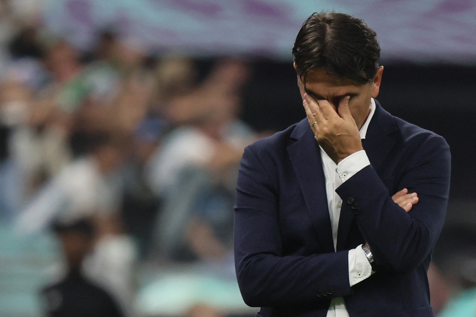 Técnico Croácia, Zlatko Dalic, reage após o gol da Argentina  — Foto: JACK GUEZ/AFP
