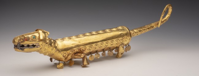 Objeto de ouro, parte de um conjunto funerário.  Estilo Frias, Costa Norte do Perú 200 a.C – 700 d.C — Foto: Divulgação/Agência Galo