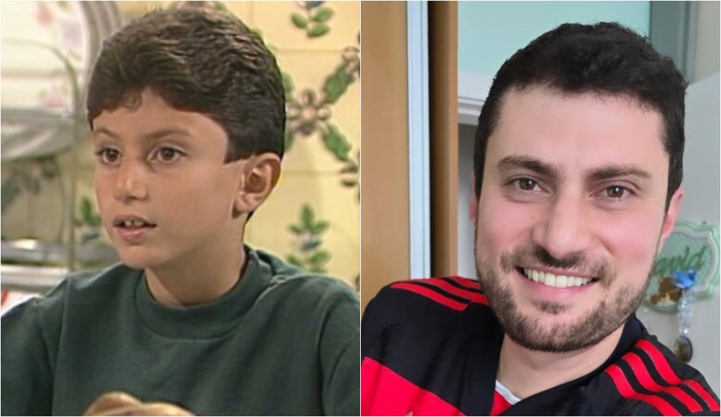 Zezinho de 'História de amor', Thomas Morkos fez poucos trabalhos na televisão, como participação no  'Sítio do picapau amarelo'. Ele não fez mais novelas, e atualmente é diretor pedagógico de um colégio particular no Rio. Também se dedica a um projeto musical de Bossa Nova  — Foto: Reprodução/Globo e Instagram