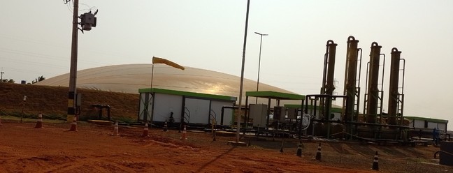 Reator da usina de biogas da Tereos, em Olímpia — Foto: João Sorima Neto