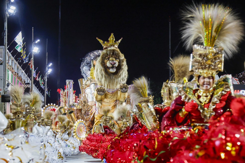 Ala dos leões no desfile da Viradouro, em homenagem à escola Estácio de Sá, da qual Ciça foi mestre de bateria — Foto: Marcelo Theobald /Agência O Globo