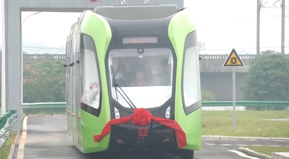 Modelo de VLP de empresa chinesa CRRC — Foto: Reprodução/CGTN