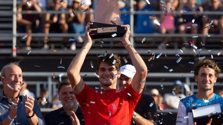 Em 2020, Thiago Wild venceu o Aberto do Chile e alcançou a 106ª posição no ranking da ATP — Foto: CLAUDIO REYES / AFP