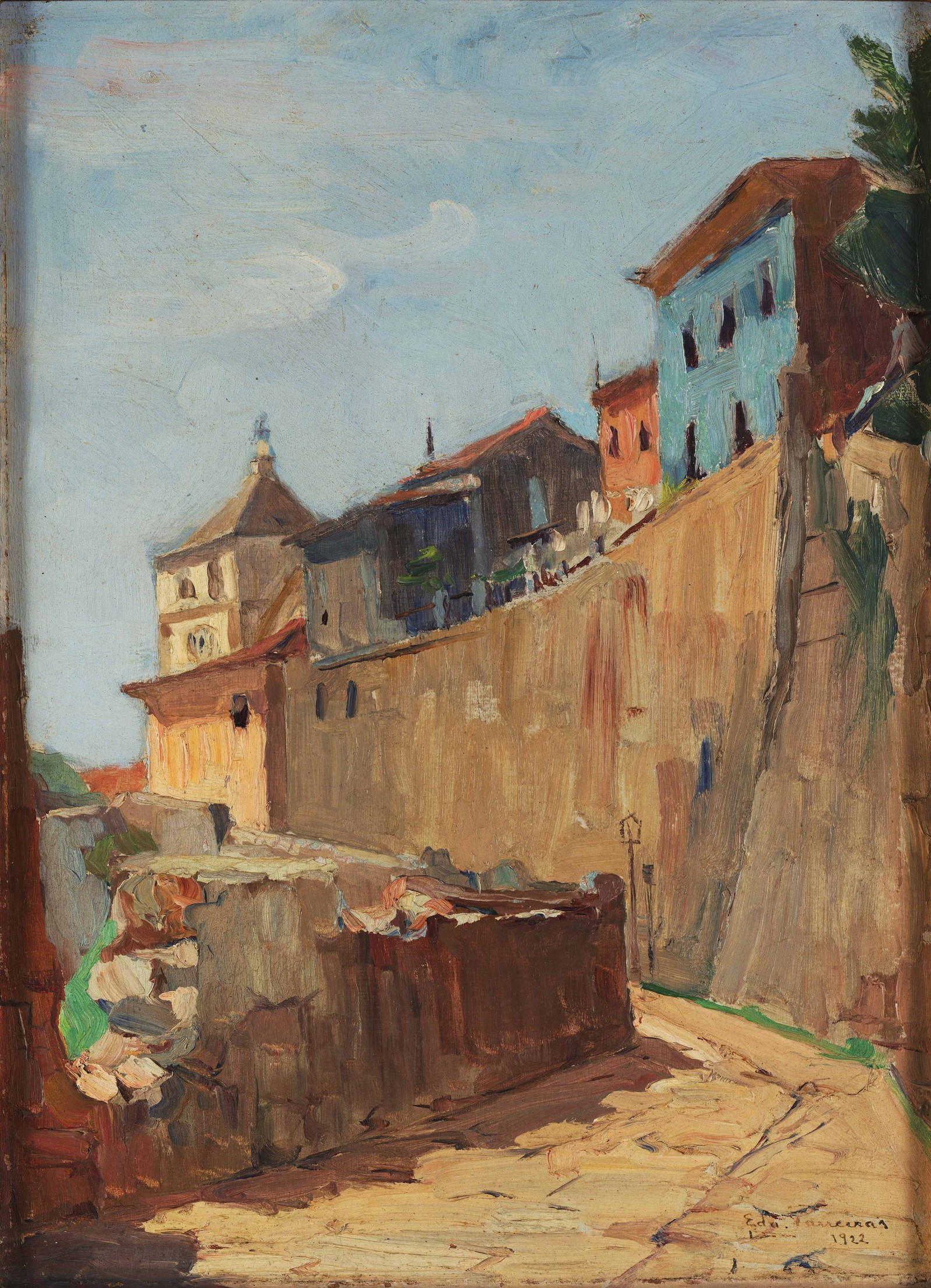 'Ladeira do Castelo' (óleo sobre tela – pintura documental), de Edgard Parreiras (1922) — Foto: Acervo do MHN/Google Arts & Culture
