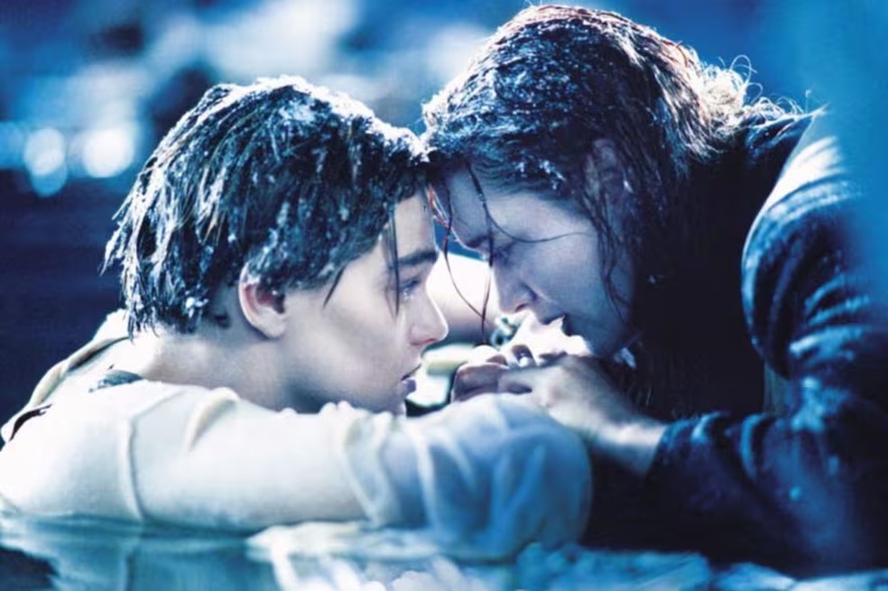 Cena de Titanic com Kate Winslet e Leonardo DiCaprio — Foto: Reprodução