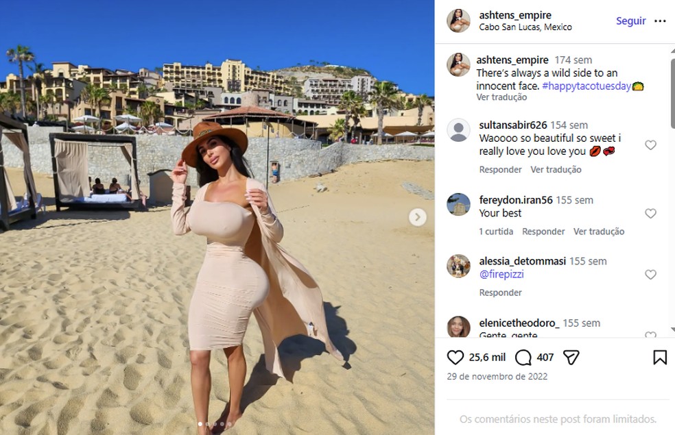 Sósia de Kim Kardashian postava fotos em viagens — Foto: Reprodução/Instagram