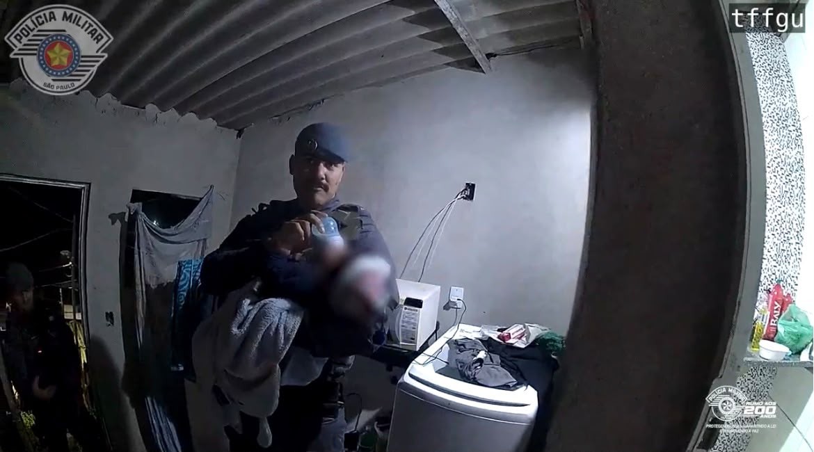 PM resgata bebê e prende suspeito de violência doméstica após mulher 'pedir pizza' ao 190 em SP; veja vídeo