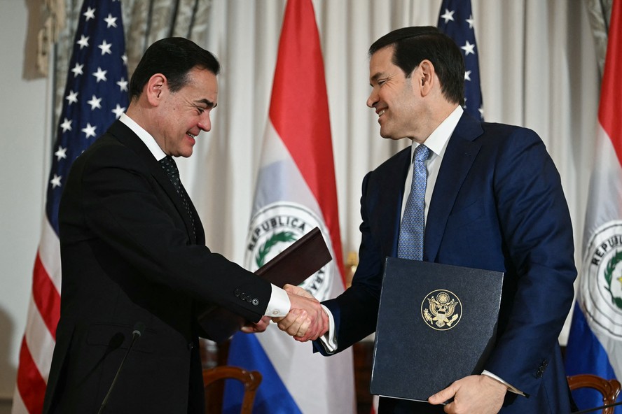 Secretário de Estado Marco Rubio e presidente Santiago Peña em articulação sobre transição democrática na Venezuela