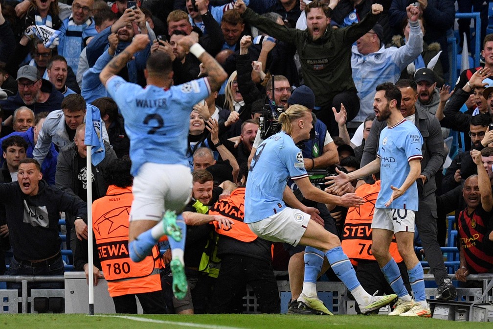 Manchester City venceu o Real Madrid em 2022/23 — Foto: Oli SCARFF / AFP