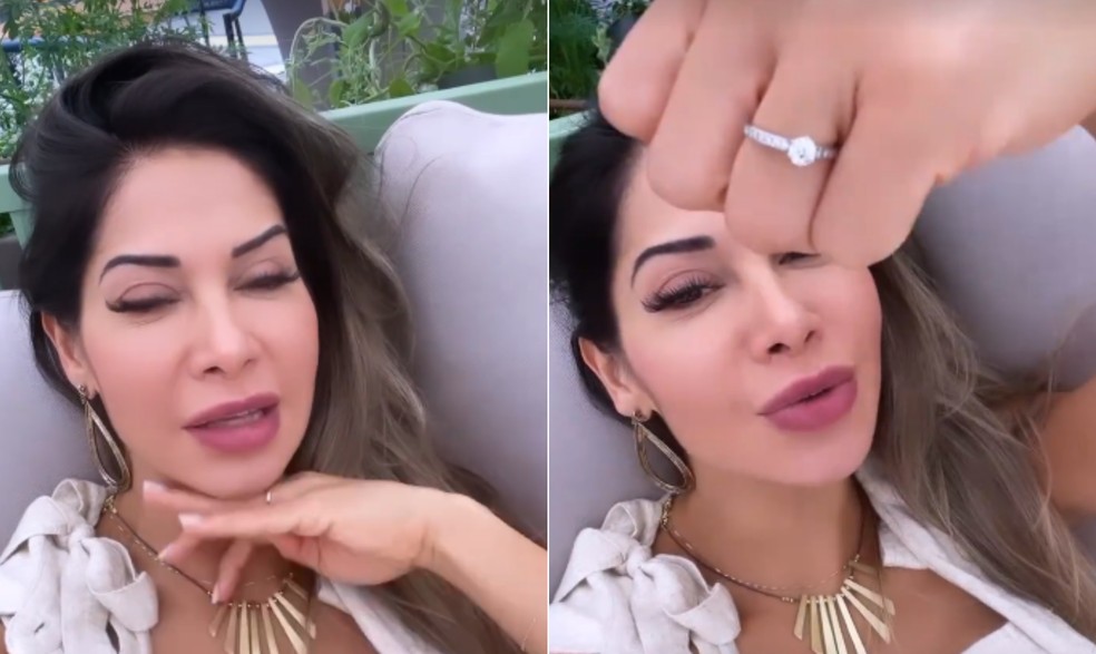 Maíra Cardi mostra anel noivado com diamante que ganhou de Thiago Nigro — Foto: Reprodução/Instagram