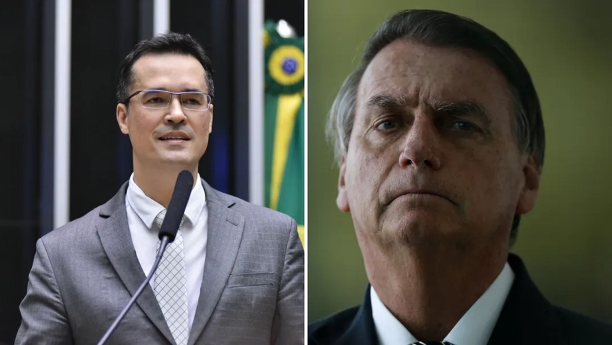 O deputado federal Deltan Dallagnol e o ex-presidente Jair Bolsonaro