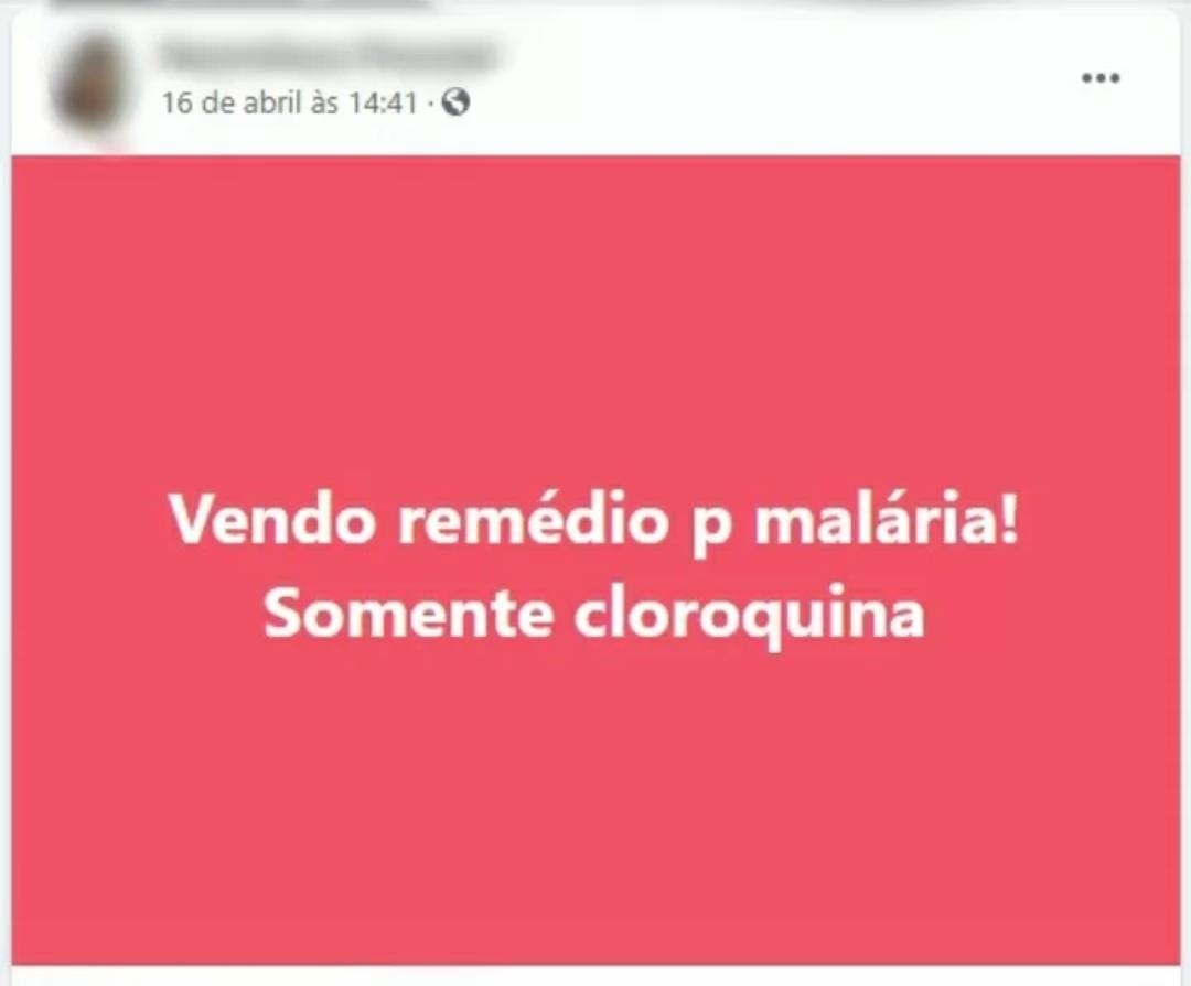 Garimpeiros usam grupo de Facebook para vender cloroquina — Foto: Reprodução/Facebook