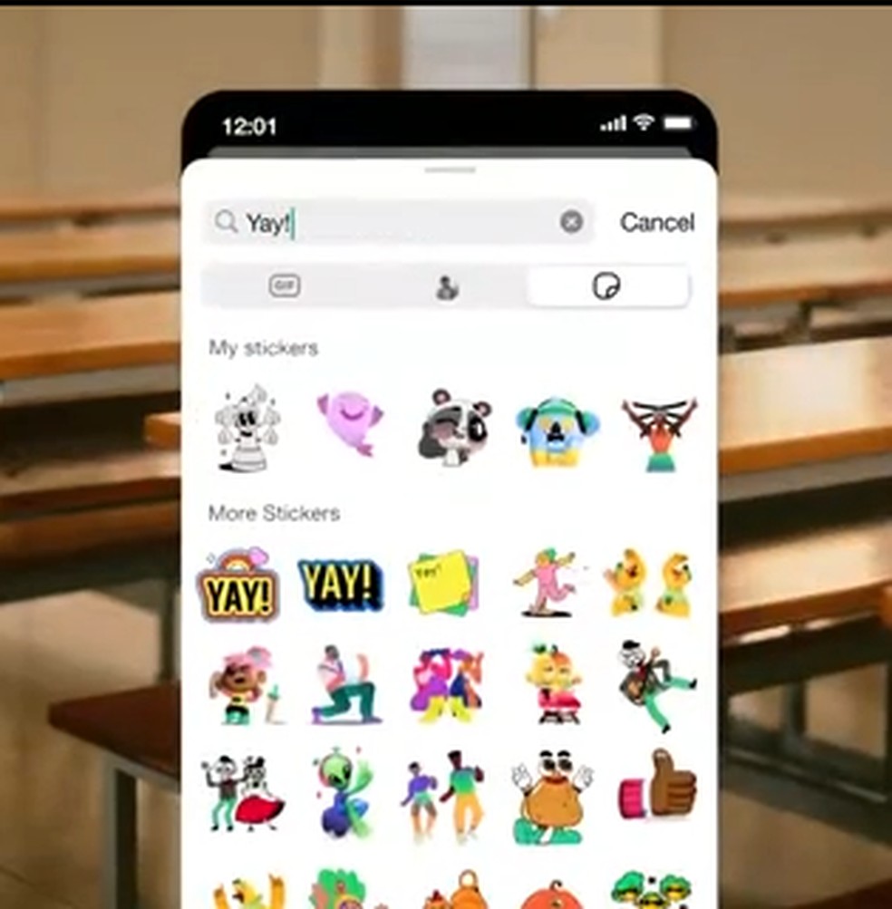 WhatsApp permite criação de figurinhas a partir de palavra — Foto: WhatsApp / Reprodução