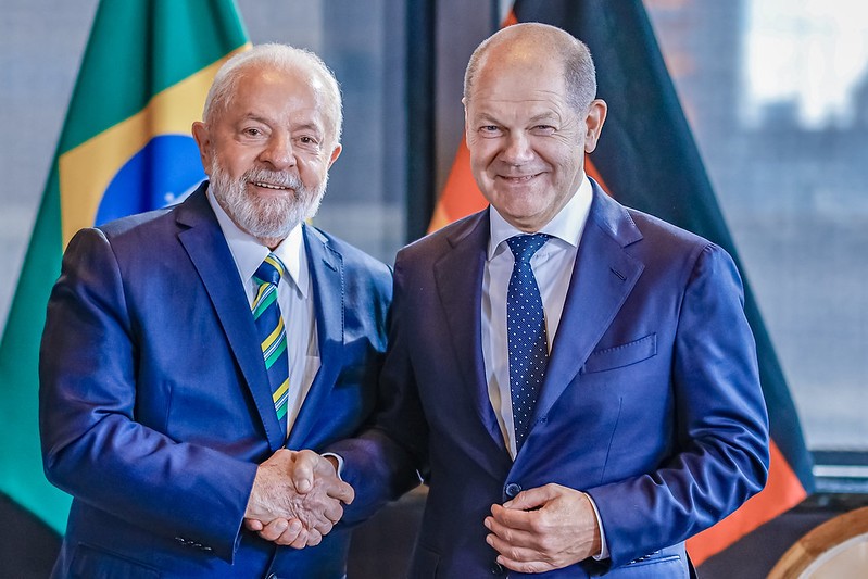 Presidente Luiz Inácio Lula da Silva em reunião bilateral com o premier da Alemanha, Olaf Scholz — Foto: Ricardo Stuckert / PR