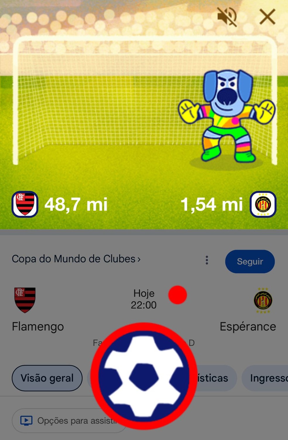 Para o jogo de logo mais, a vantagem rubro-negro impressiona: mais de 40 milhões de gols que o modesto Espérance — Foto: Reprodução