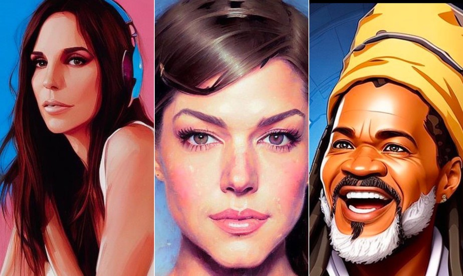 Avatar definido com retratos de meninas para perfil em mídia social