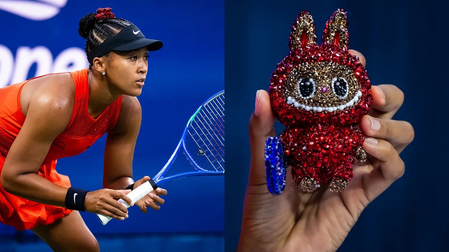 Naomi Osaka exibe Labubu cravejado com nome inusitado e rosas no