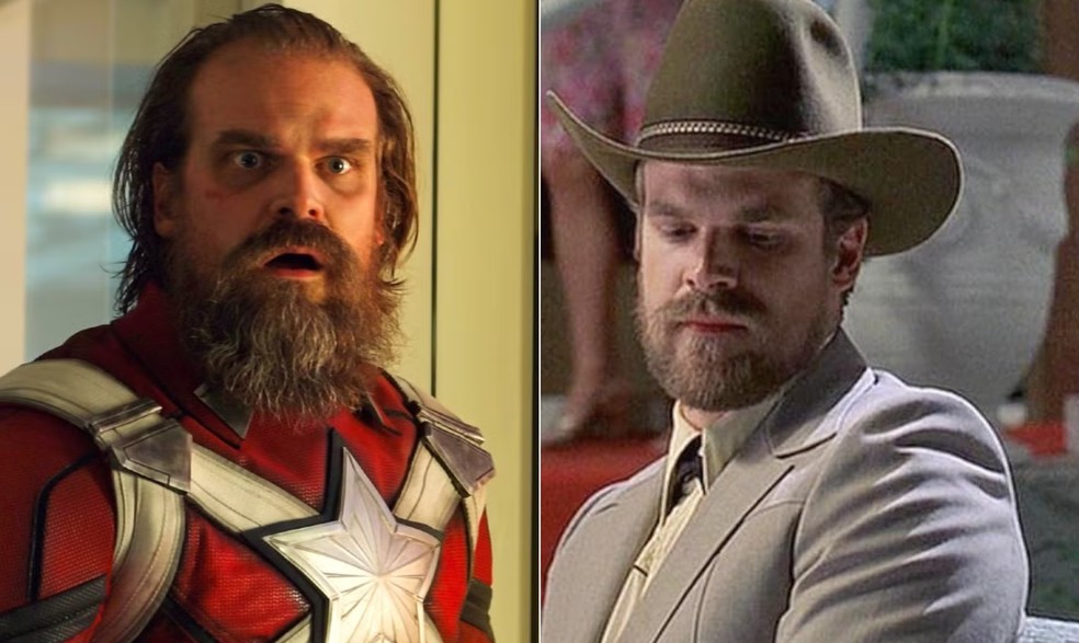 David Harbour em "Thunderbolts" e "O segredo de Brokeback Mountain" — Foto: Divulgação