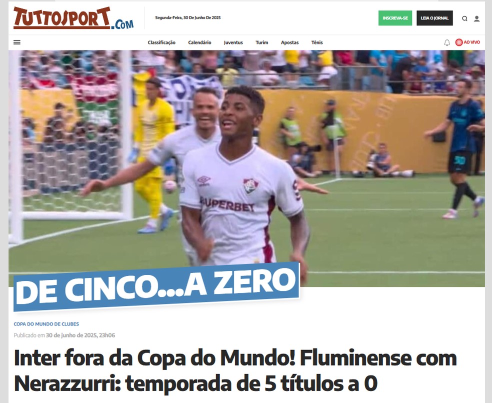 Tuttosport, jornal italiano — Foto: Reprodução