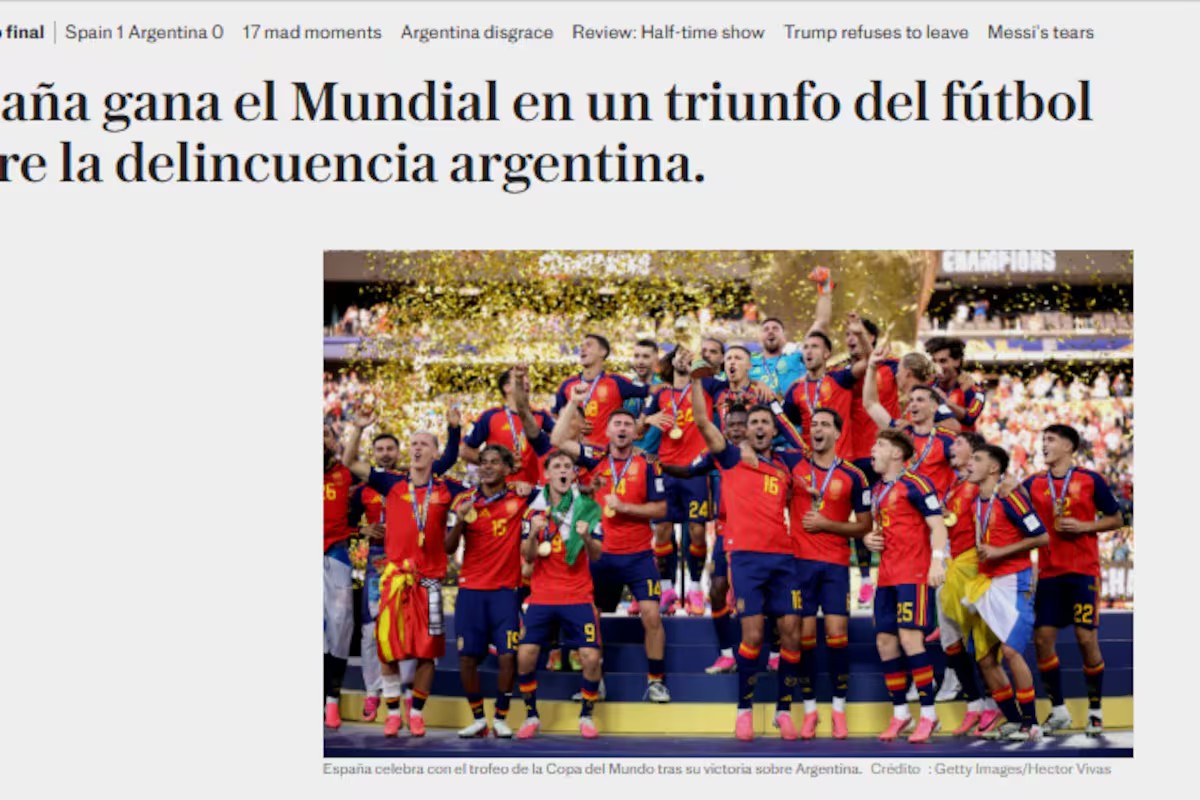 Jornal inglês chama Argentina de ‘criminosa’ após derrota na final da Copa