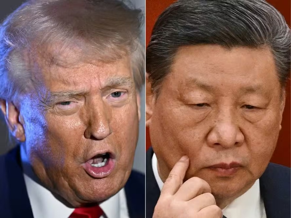 Presidente americano Donald Trump e o presidente chinês Xi Jinping — Foto: MANDEL NGAN e GREG BAKER / AFP