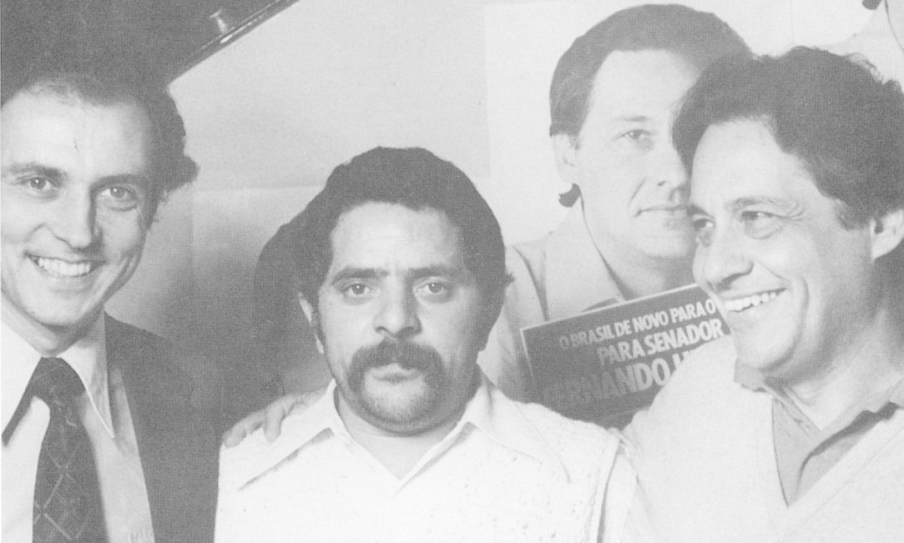 Eduardo Suplicy e Lula no comitê de campanha de Fernando Henrique em 1978 — Foto: Sonia Morgenstern Russo