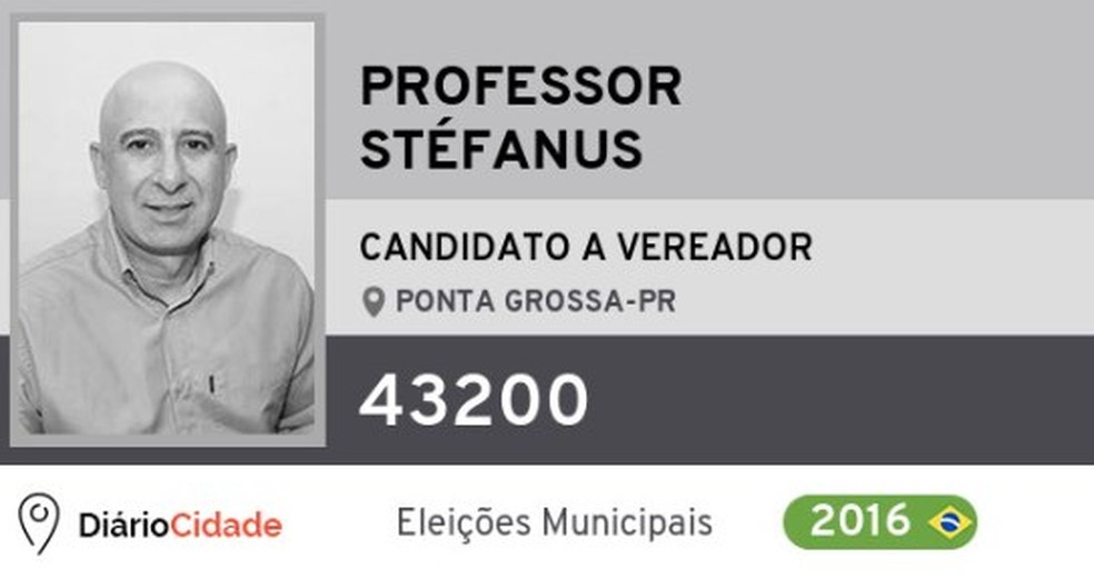 Stefanus Alexssandro Franca Nogueira foi candidato a vereador na cidade paranaense de Ponta Grossa, nas eleições de 2016.  — Foto: Reprodução