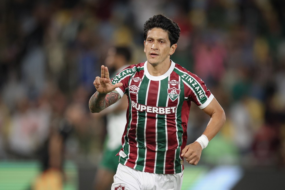 Germán Cano fez gol de pênalti na derrota para o Palmeiras — Foto: LUCAS MERÇON / FLUMINENSE F.C.