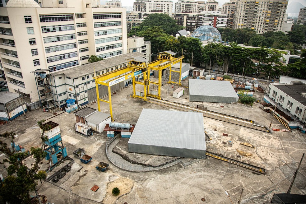 Canteiro de obras da futura estação Gávea, do metrô — Foto: Hermes de Paula / Arquivo