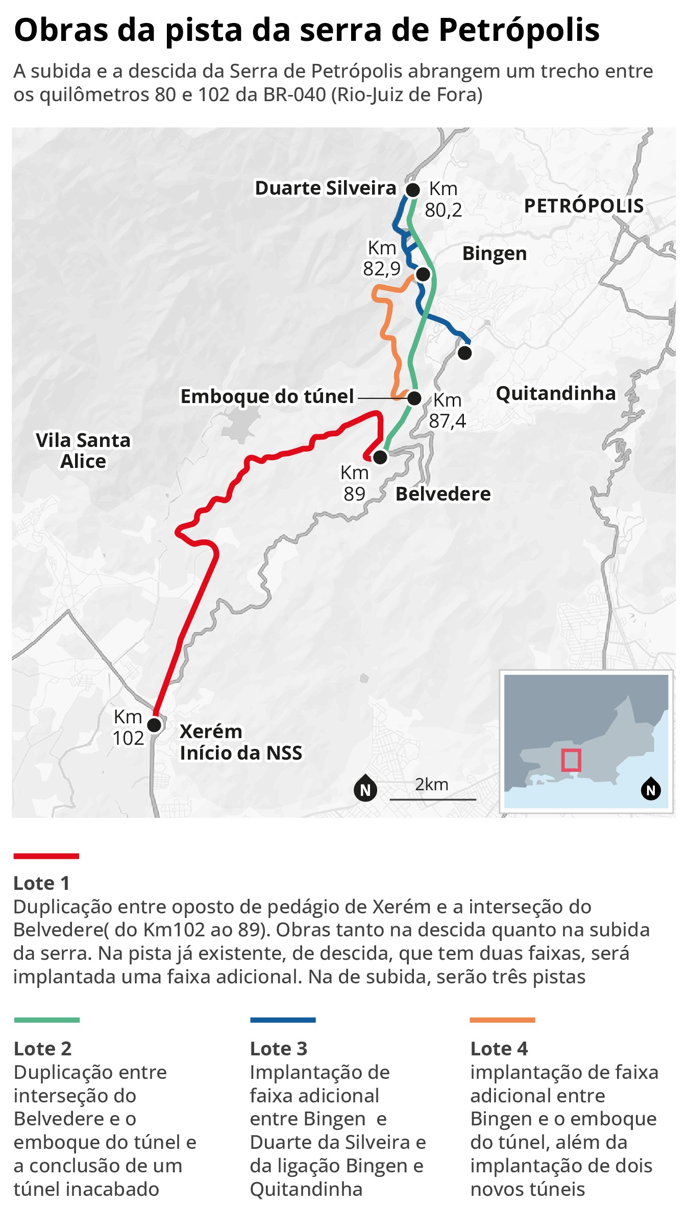 Nova subida da Serra de Petrópolis terá túneis novos, menos curvas e tempo de viagem reduzido; veja os detalhes