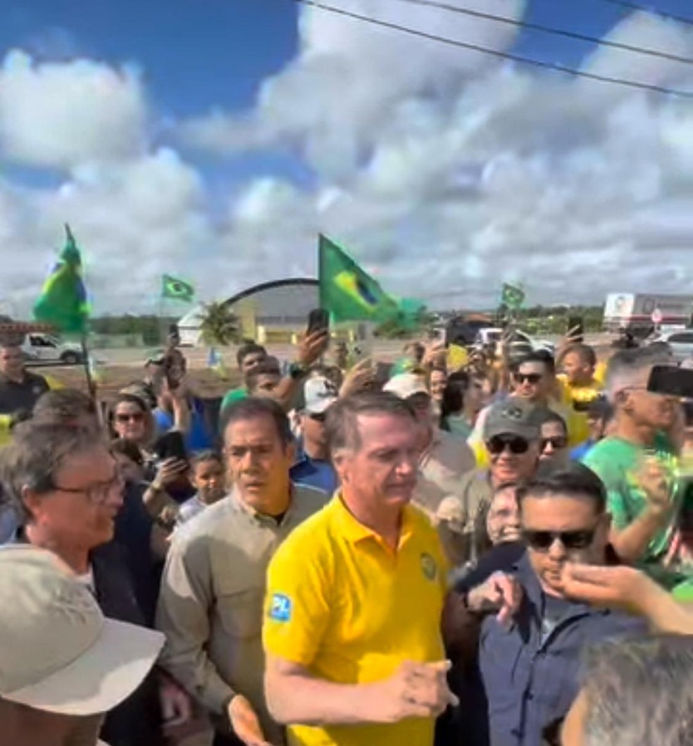 Jair Bolsonaro em Bom Jesus, RN, com Gilson Machado — Foto: Reprodução/Instagram