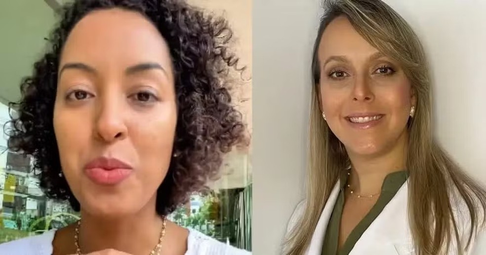 À esquerda, a médica Lorena Pinheiro Figueiredo, que perdeu a vaga para a candidata Carolina Cincura Barreto, à direita — Foto: Reprodução