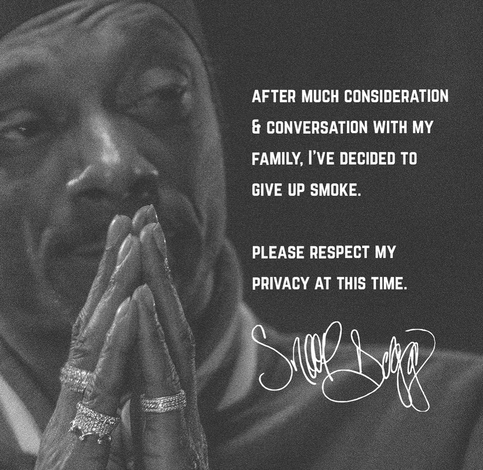 Singer Snoop Dogg announces he will stop using marijuana — Photo: Reproduction/Instagram