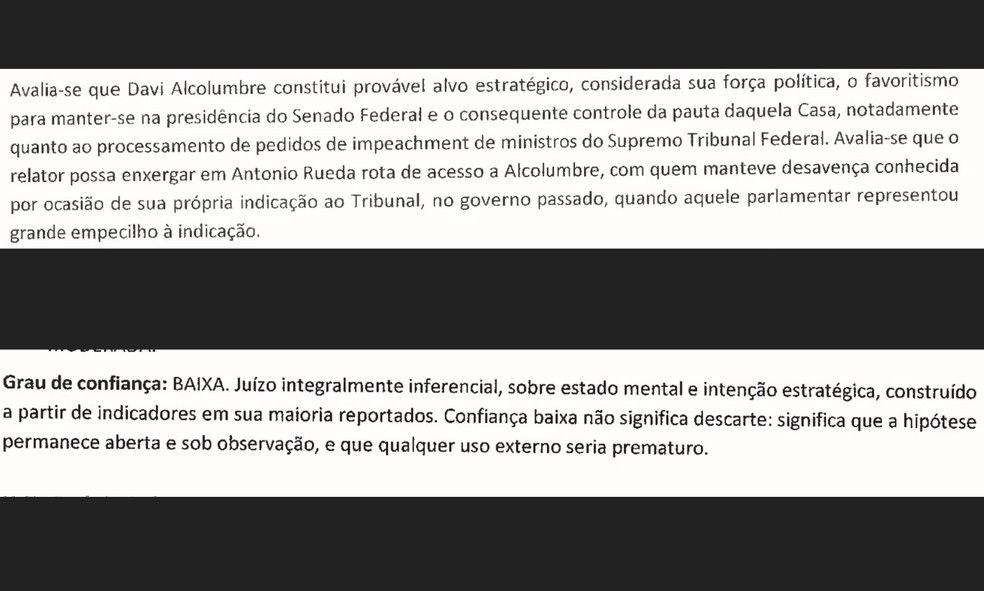 Trecho do relatório da PF usado por Moraes — Foto: Reprodução