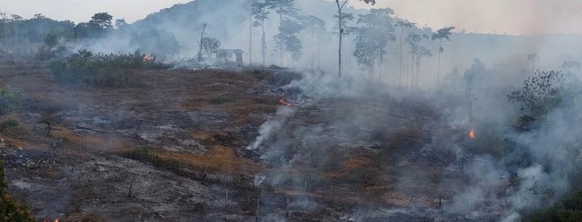 Fogo em rea s margens da BR-163, perto do distrito de Moraes Almeida, em Itaituba (PA)  Foto: Cristiano Mariz