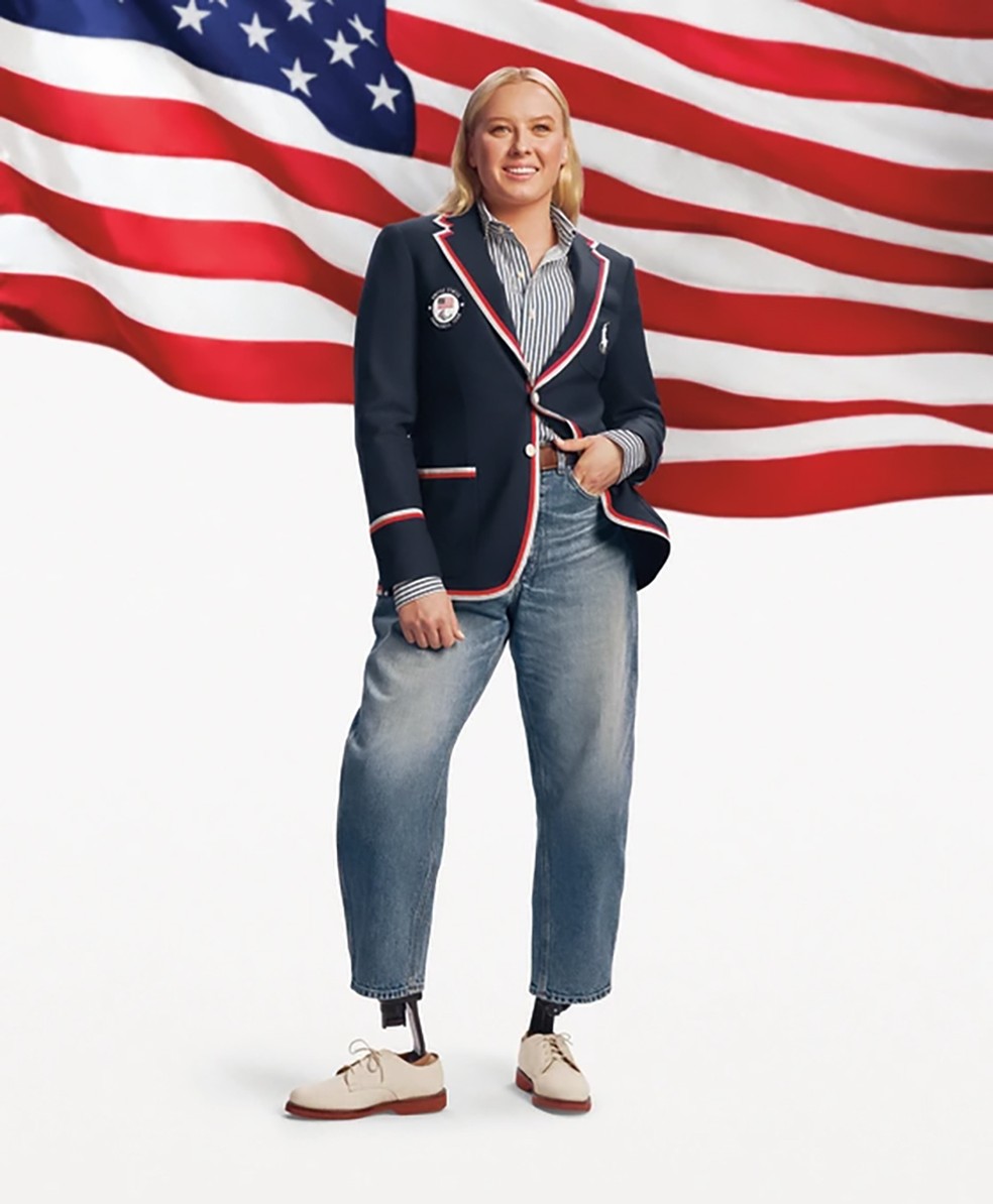 Uniforme dos Estados Unidos para desfile de abertura das Olimpíadas de Paris-2024 — Foto: Reprodução