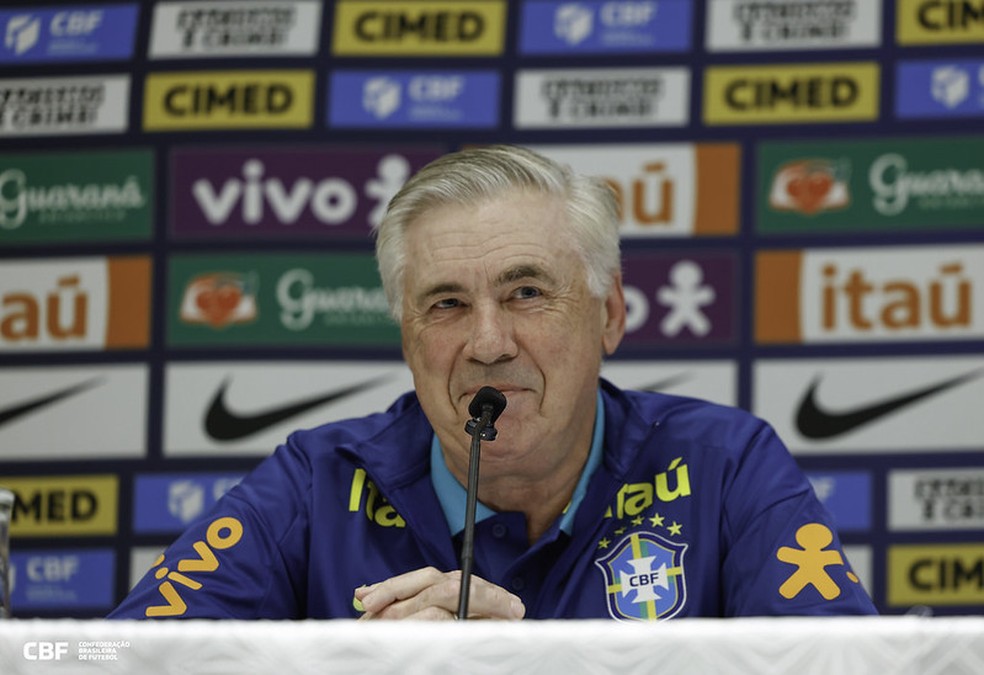 O técnico Carlo Ancelotti na véspera da estreia pela seleção brasileira — Foto: Rafael Ribeiro/CBF