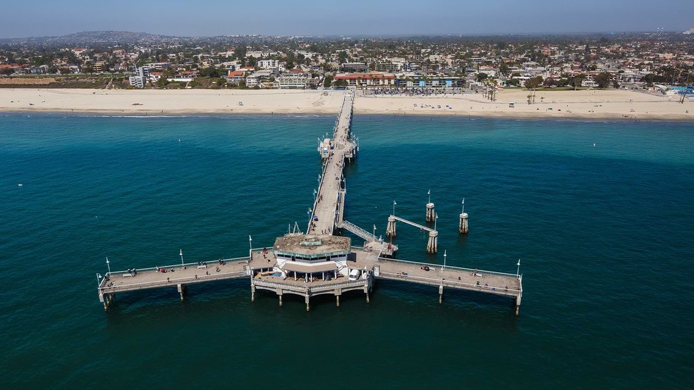 A Costa de Belmont, em Long Beach, receberá as provas de vela em Los Angeles-2028 — Foto: Divulgação