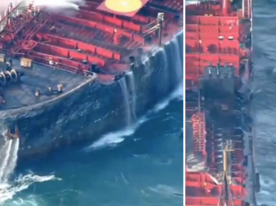 Danos causados a petroleiro após choque com cargueiro no Mar do Norte